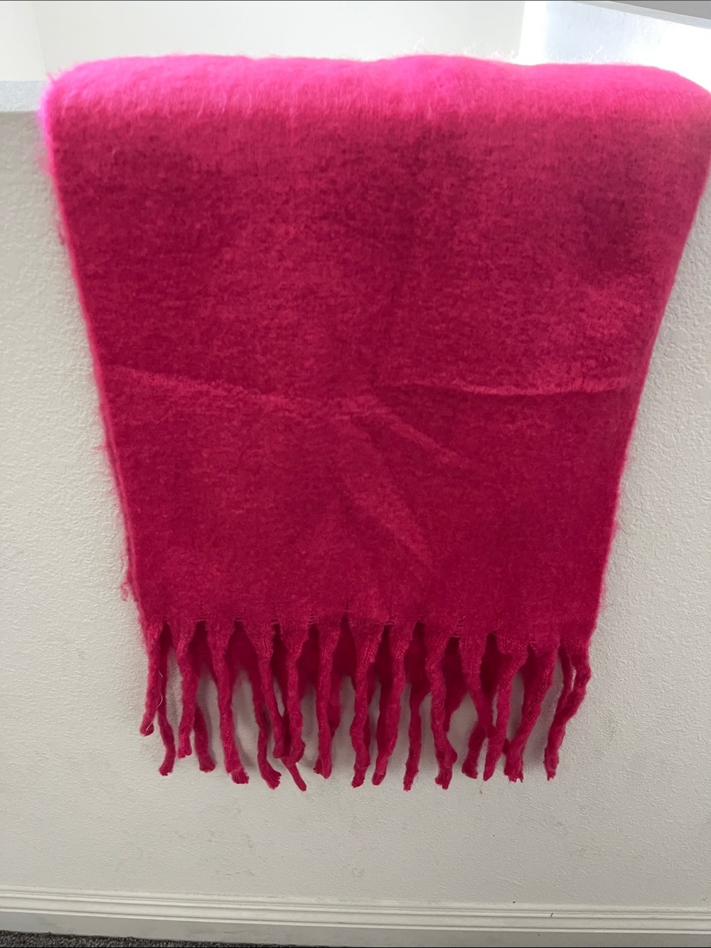 Urban Outfitters Bright Hot Pink Fringe Wrap Scarf